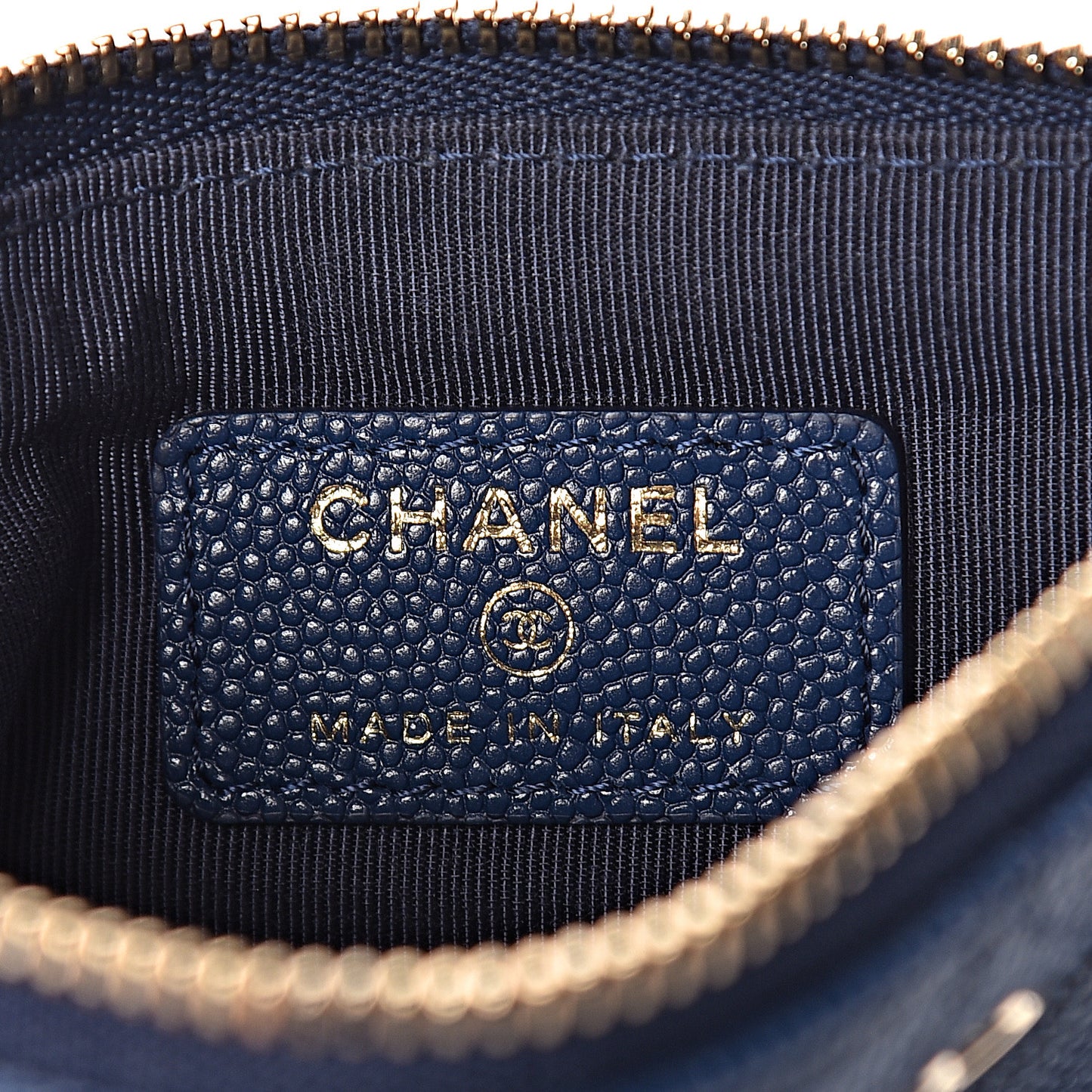 Caviar Quilted Small Cosmetic Case Navy
