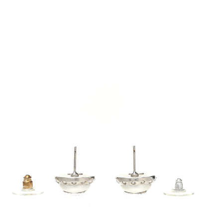 Chanel Pearl Crystal CC Round Earrings Silver 3 of 5