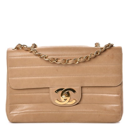 Chanel Lambskin Horizontal Quilt Jumbo Single Flap Beige 1 of 19
