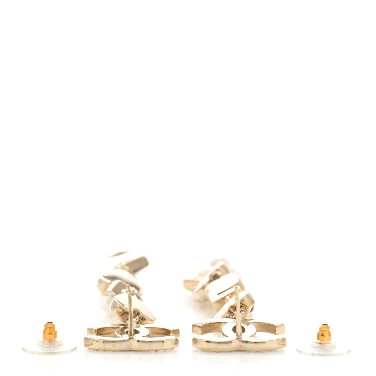 Crystal Pearl Charming Winter CC Star Heart Drop Earrings Gold