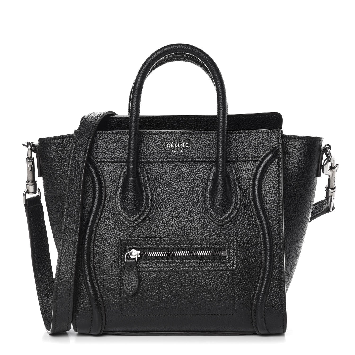 Celine Drummed Calfskin Nano Luggage Black 1 of 7