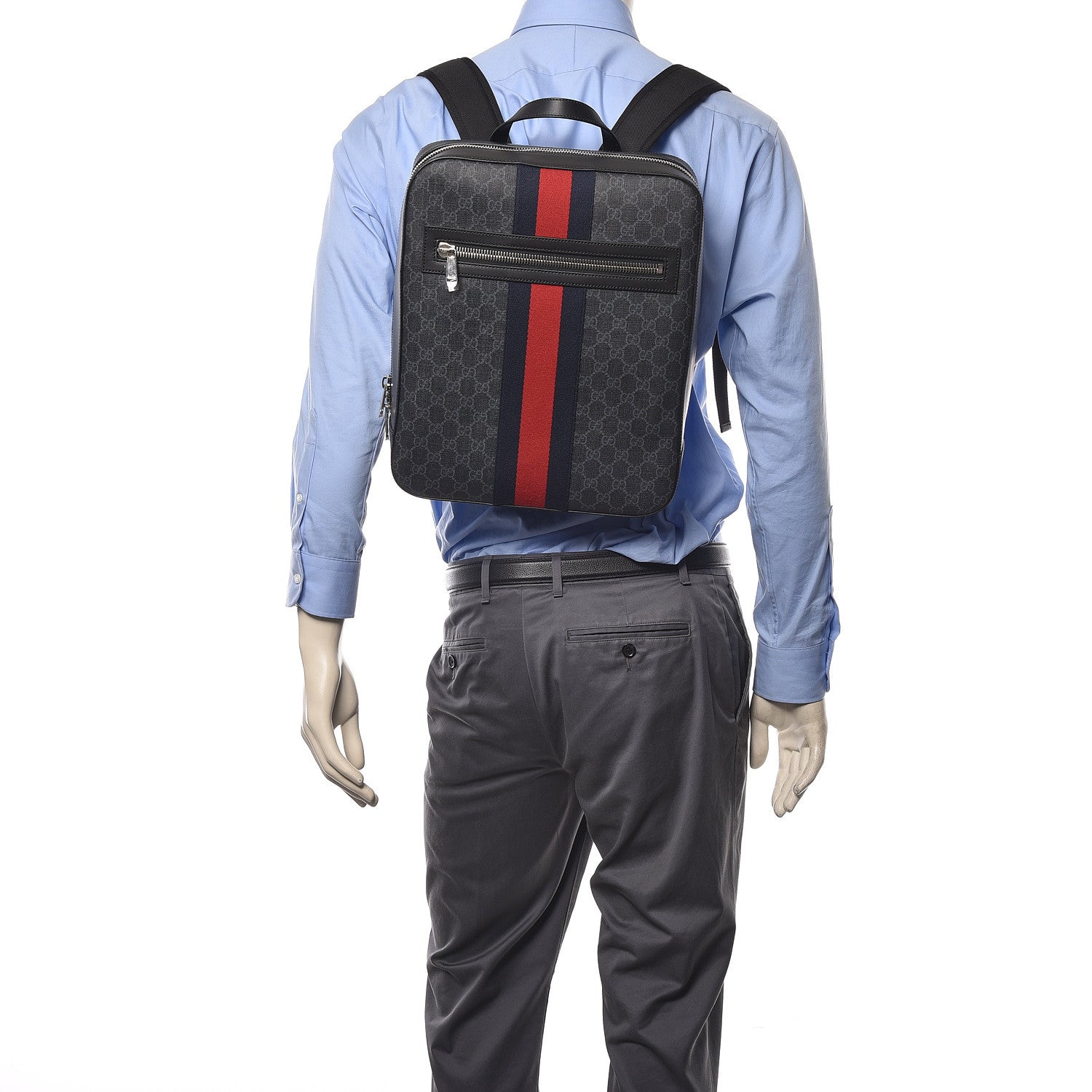 Gucci GG Supreme Monogram Web Tote Backpack Black Grey 2 of 9