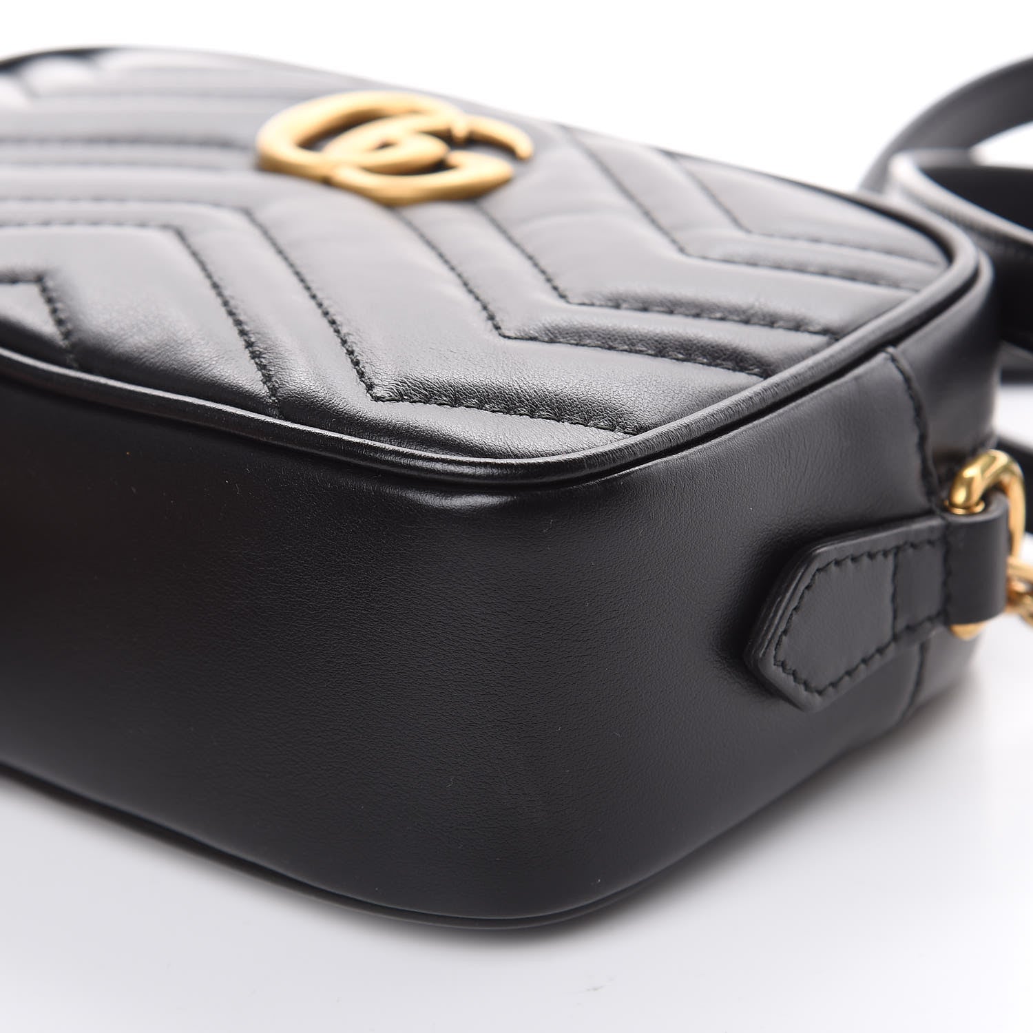 Gucci Calfskin Matelasse Mini GG Marmont Chain Shoulder Bag Black 9 of 10