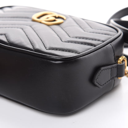 Gucci Calfskin Matelasse Mini GG Marmont Chain Shoulder Bag Black 9 of 10