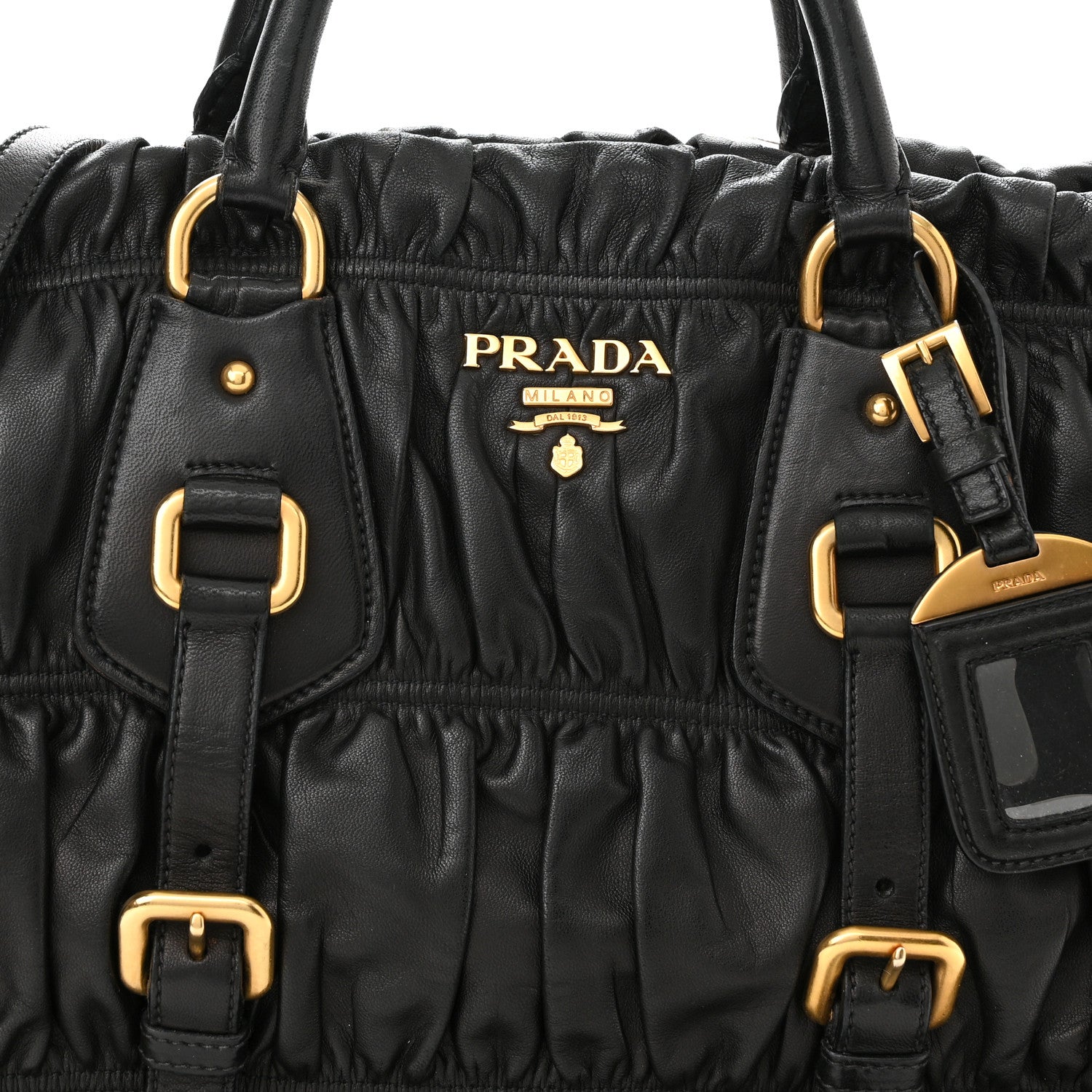 Prada Nappa Gaufre Buckle Shoulder Bag Black 7 of 15