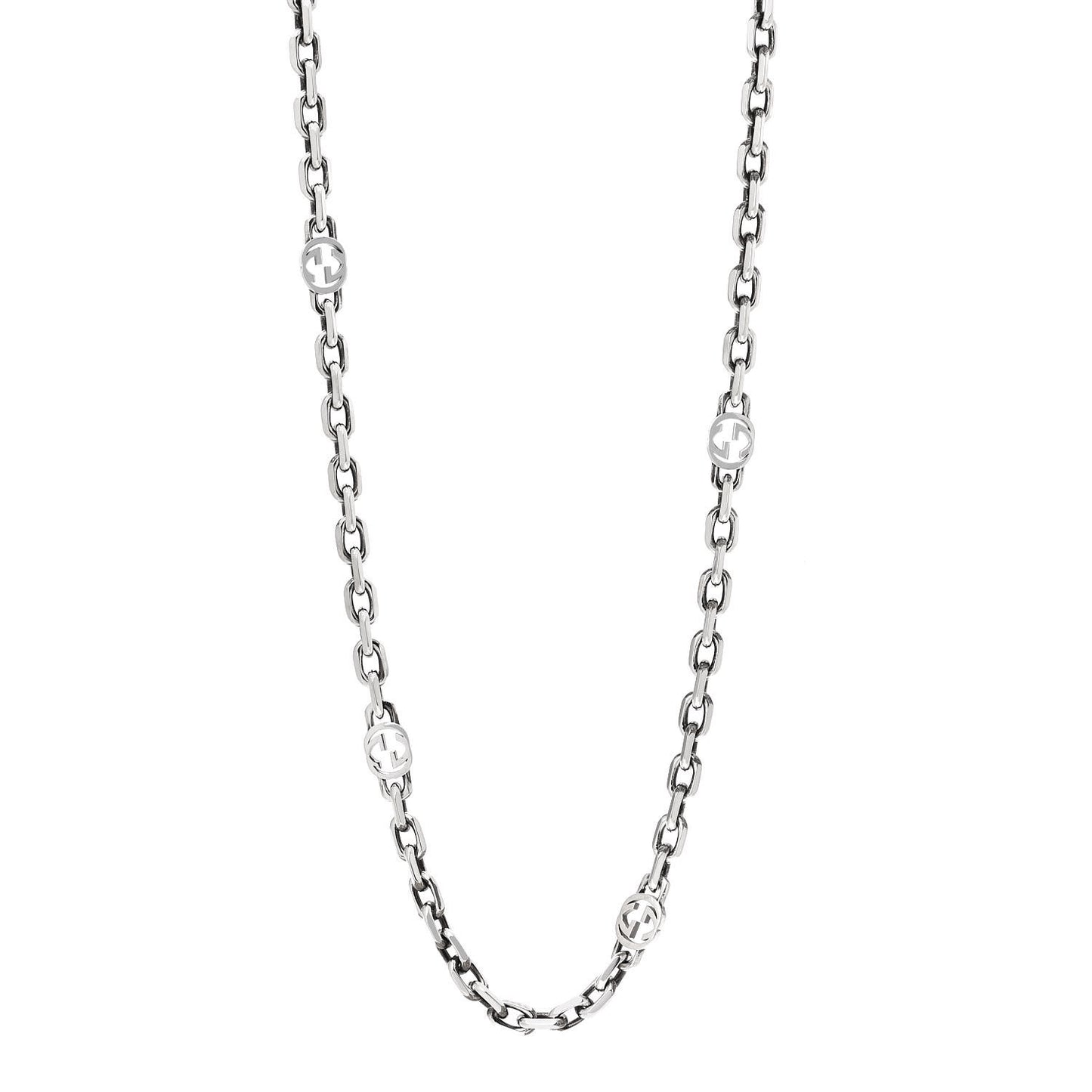 Sterling Silver Interlocking GG Chain Necklace