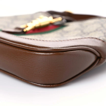 Gucci GG Supreme Monogram Azalea Calfskin Web Mini Jackie 1961 Hobo Beige Ebony Brown Sugar 9 of 11