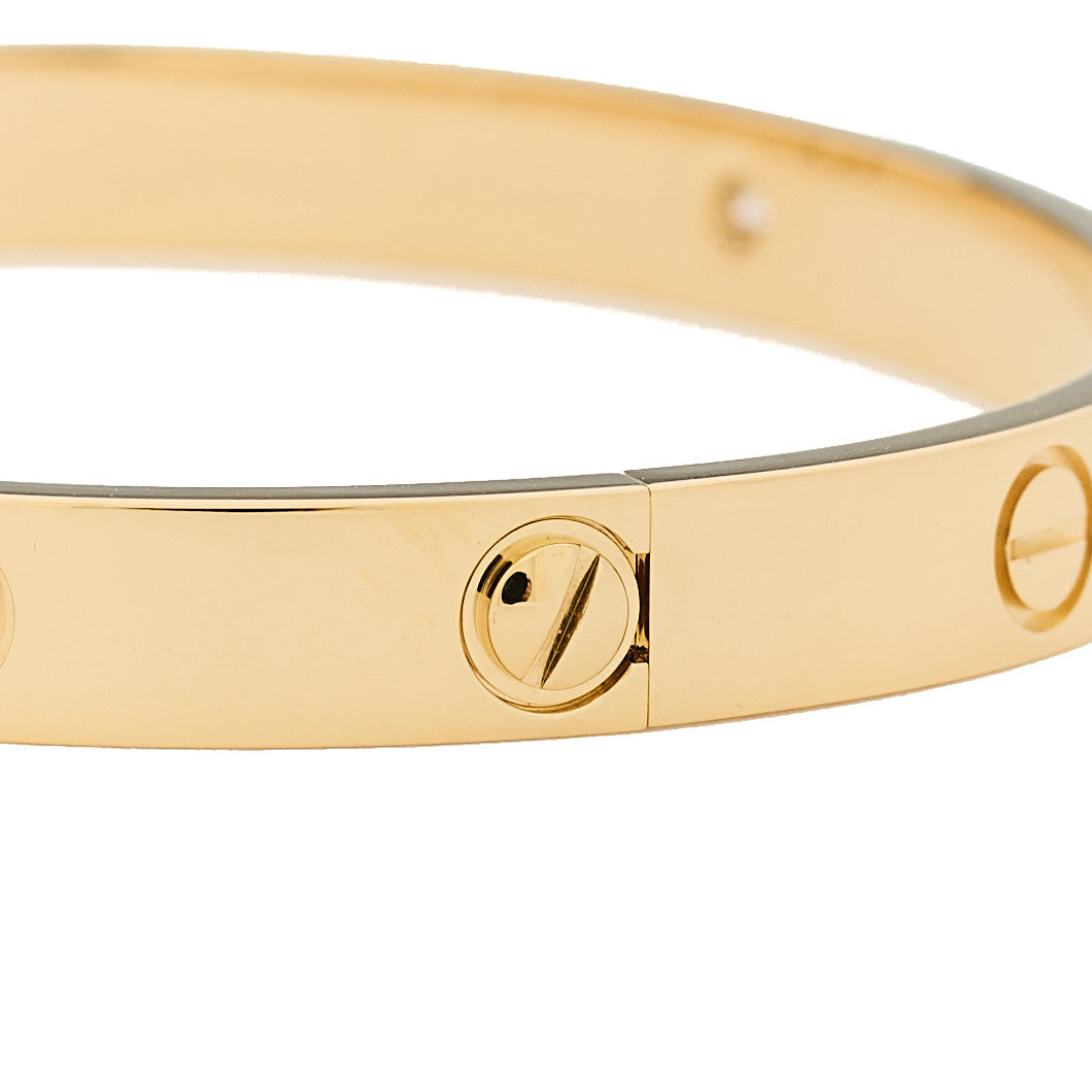 Cartier 18K Yellow Gold 4 Diamond LOVE Bracelet 17 6 of 9