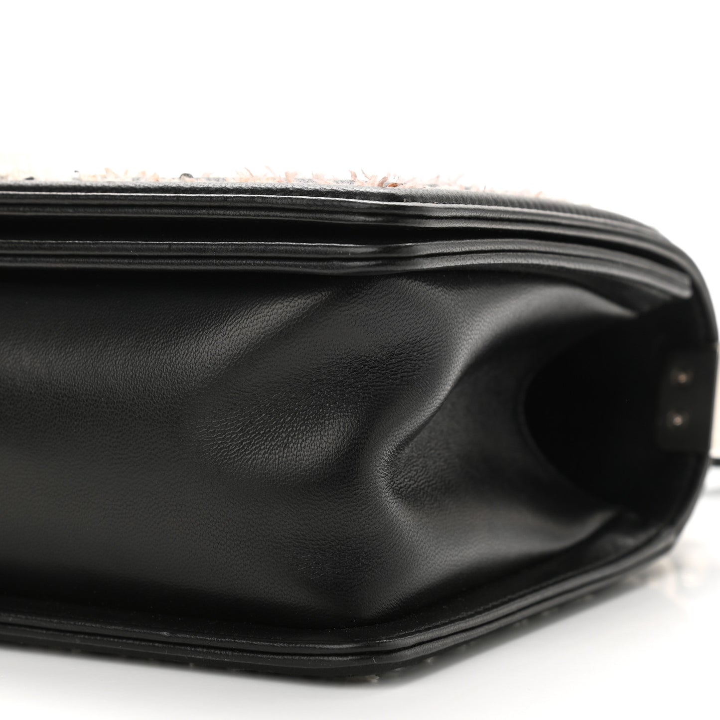 Calfskin Tweed Sequin Stitched Medium Boy Flap Black White