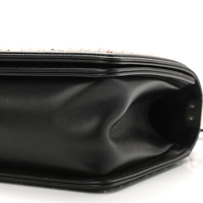 Chanel Calfskin Tweed Sequin Stitched Medium Boy Flap Black White 10 of 10