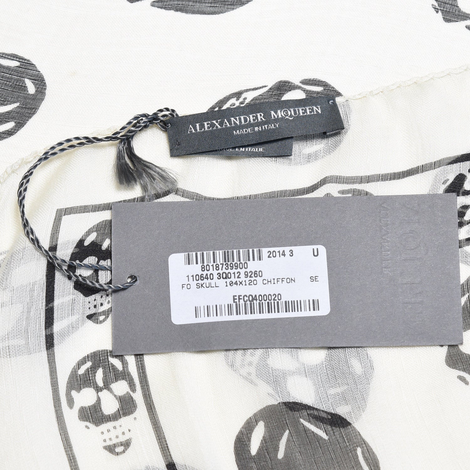 Alexander McQueen Silk Chiffon Skull Scarf Ivory Black 5 of 5