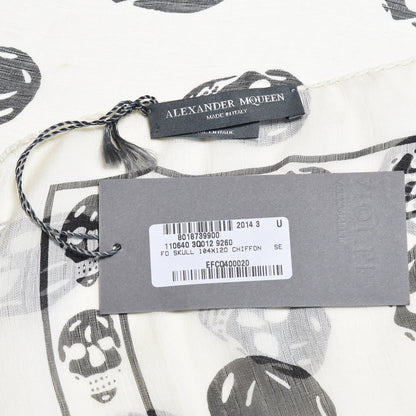 Alexander McQueen Silk Chiffon Skull Scarf Ivory Black 5 of 5