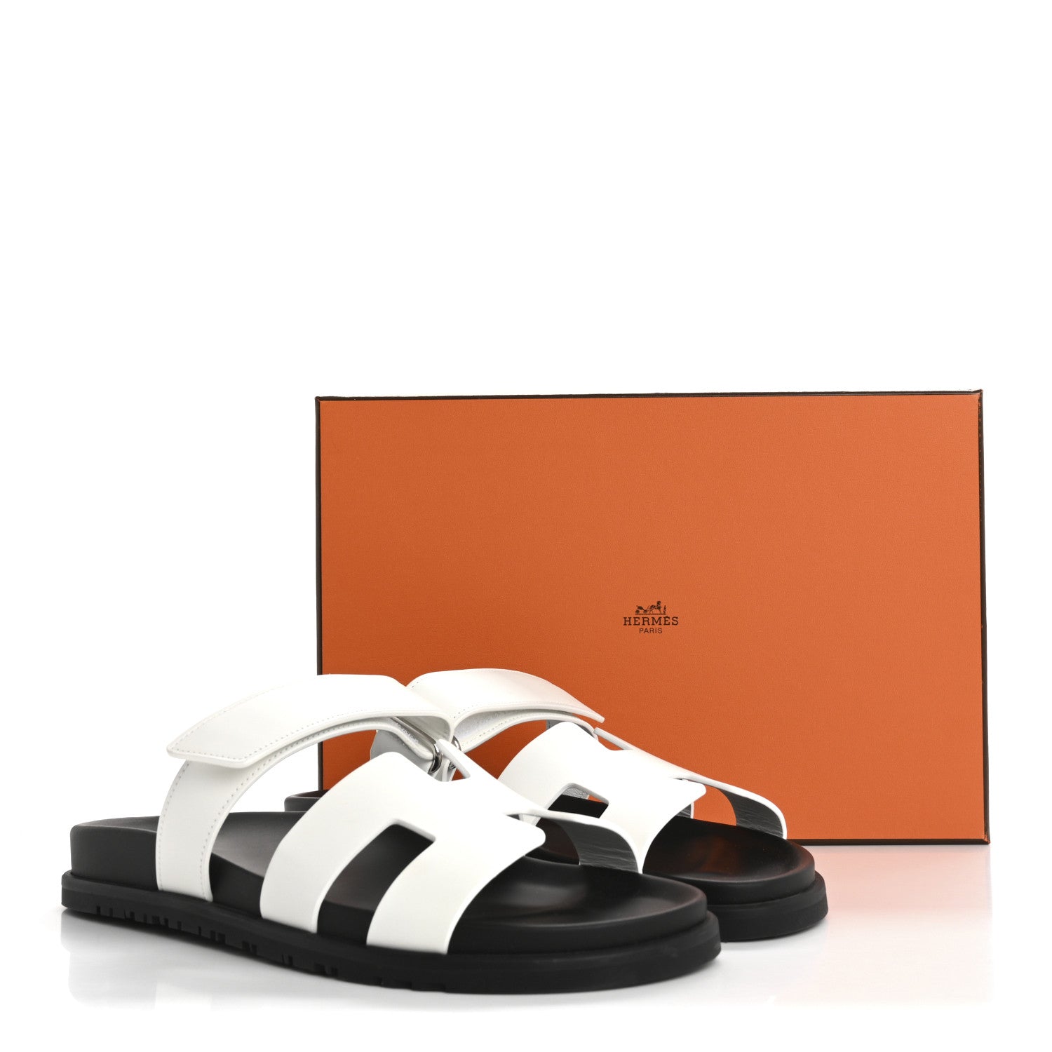 Hermes Calfskin Womens Chypre Sandals 40.5 White 10 of 10