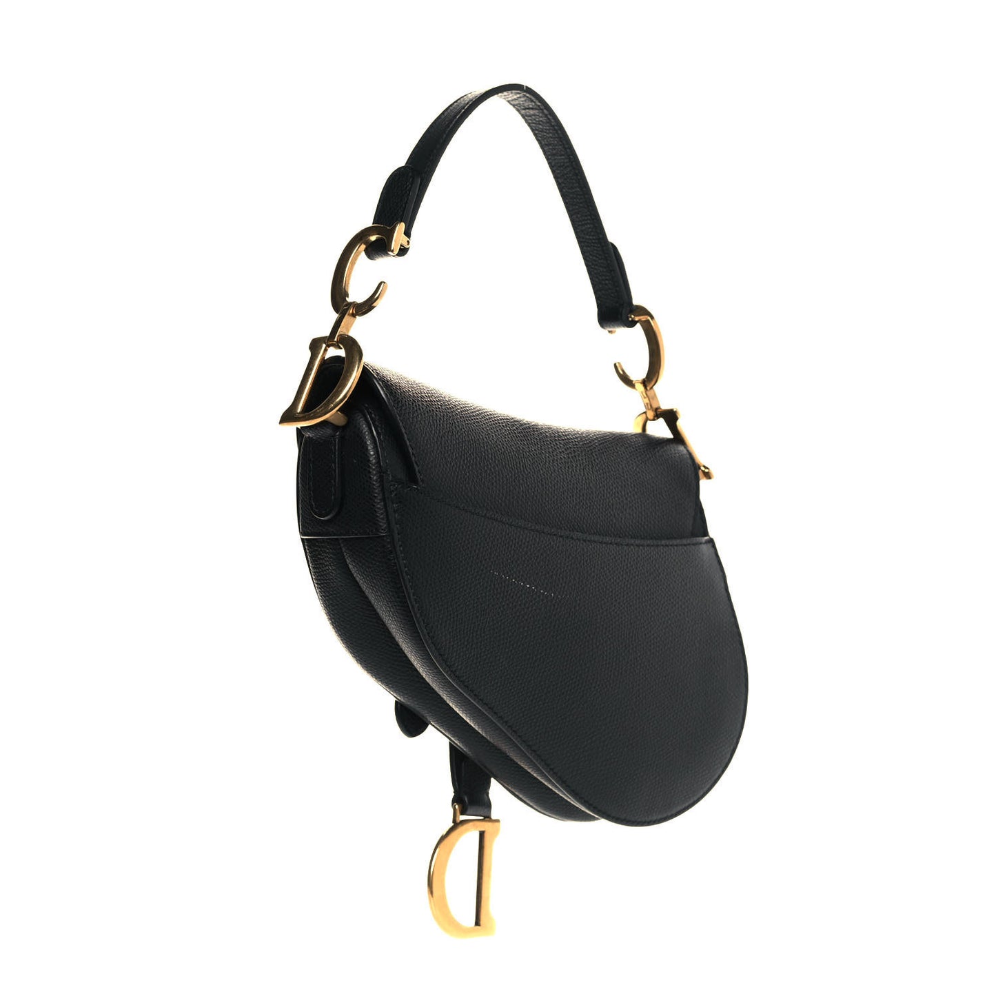 Grained Calfskin Mini Saddle Bag Black