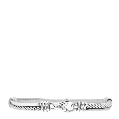 David Yurman Sterling Silver 14K White Gold Diamond 3mm Crossover Bracelet 2 of 4