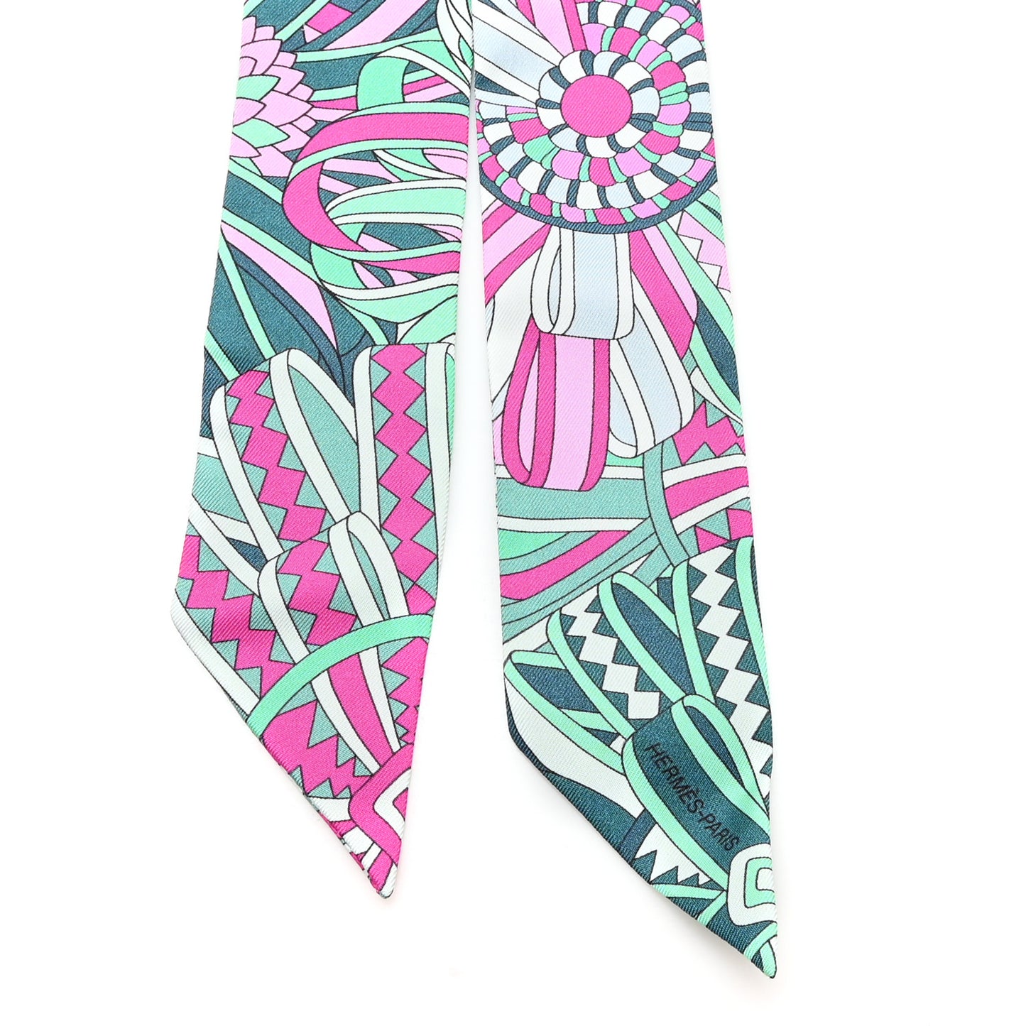 Silk Les Flots du Cheval Twilly Rose Vert Multicolor