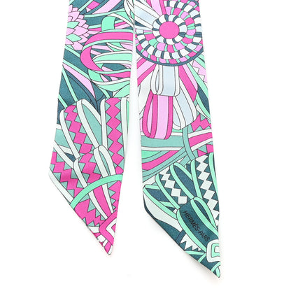 Hermes Silk Les Flots du Cheval Twilly Rose Vert Multicolor 2 of 3