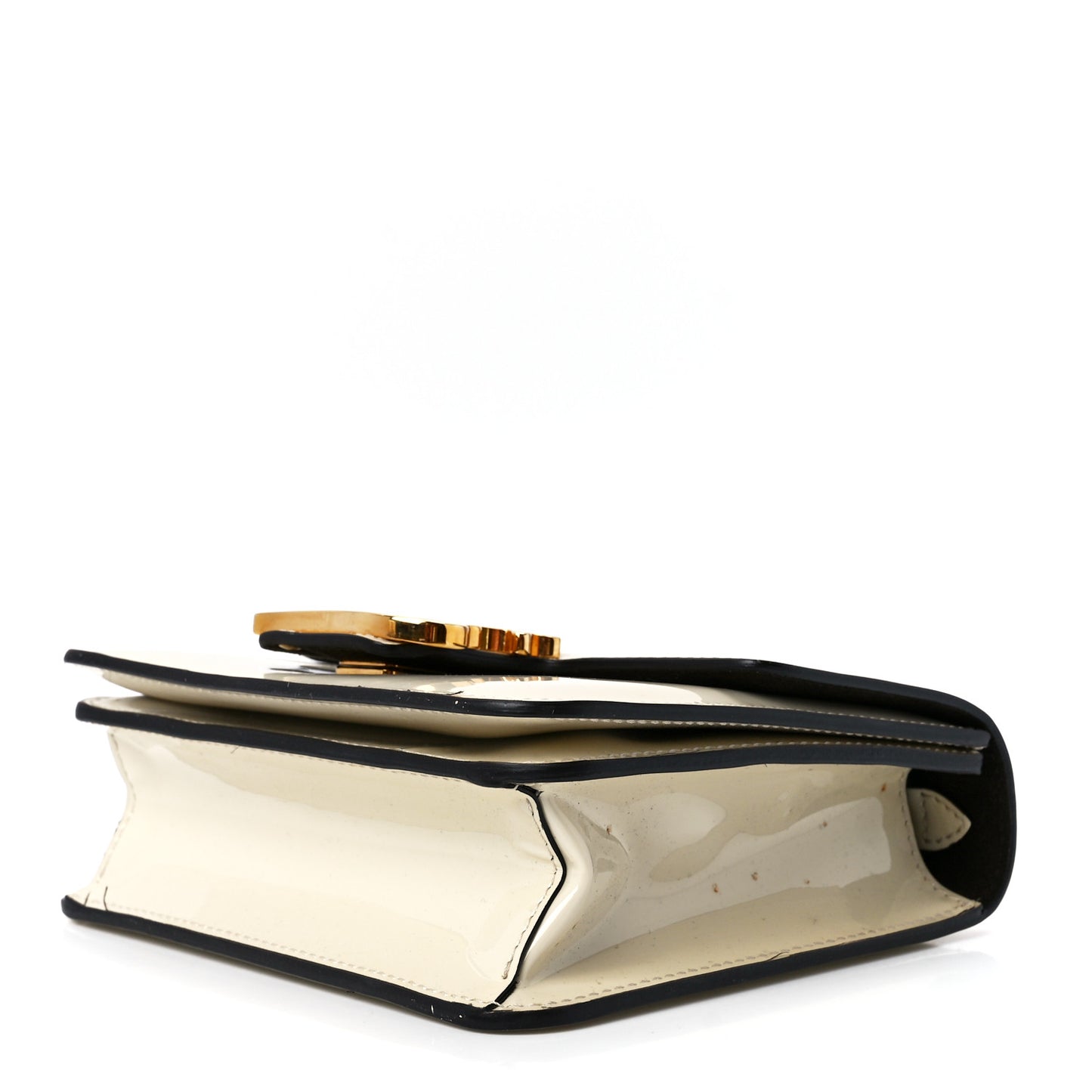 Vitello Vernice Mou Karligraphy Crossbody Bag Latte