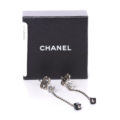 Chanel Crystal CC Dangle Earrings Silver Black 5 of 5