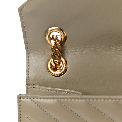 Saint Laurent Lambskin Matelasse Chevron Large Monogram Satchel Beige 12 of 15