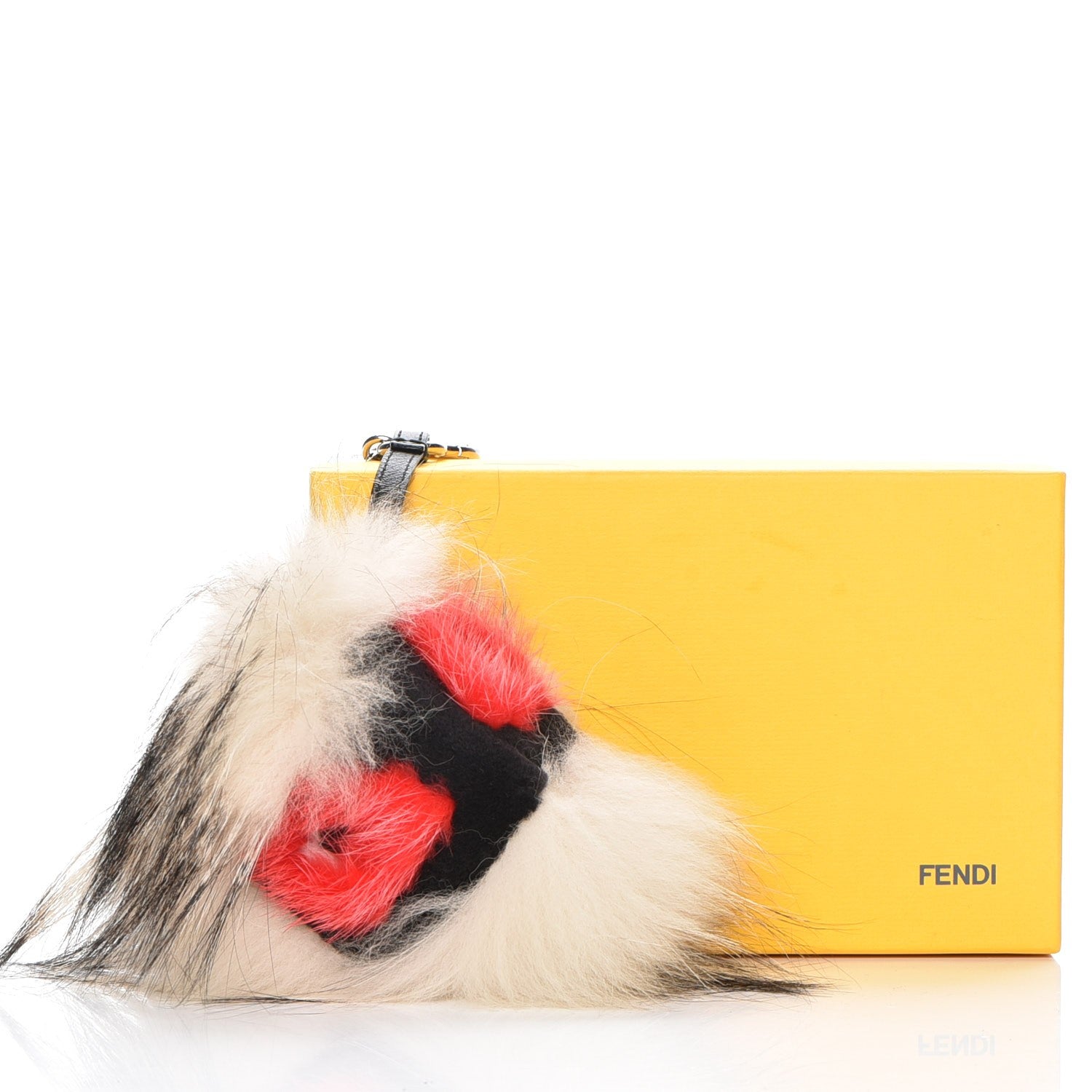 Fendi Mink Fox Rabbit Fur Vitello Flamingo Kurioso Monster Bag Bug Charm Beige Multicolor Black 5 of 5