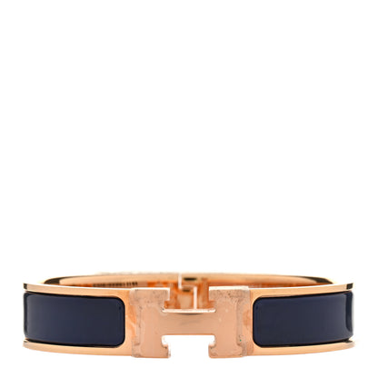Hermes Narrow Enamel Clic Clac H Bracelet PM Bleu Abysse 1 of 5