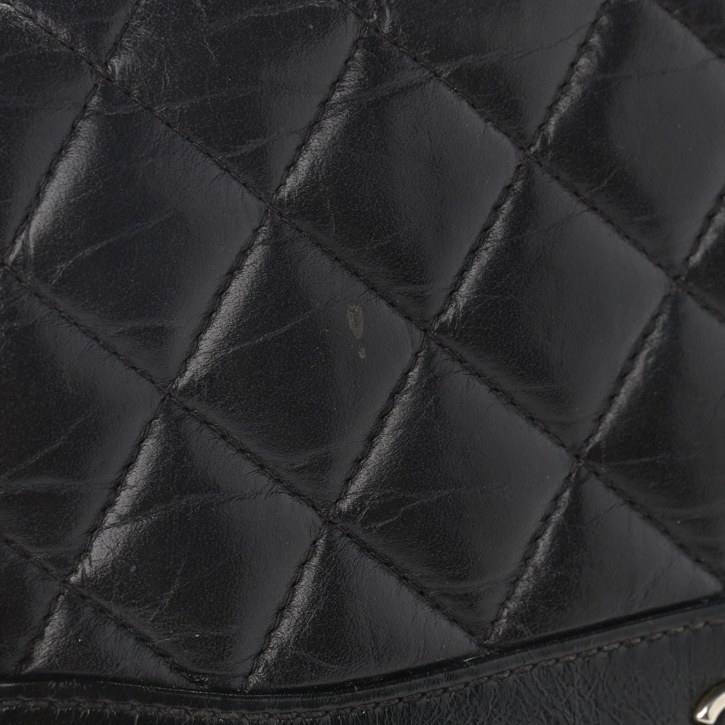 Aged Calfskin Quilted Gabrielle Wallet On Chain WOC Black