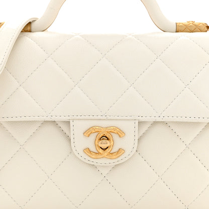 Chanel Shiny Caviar Quilted Small Top Handle Flap White 8 of 10