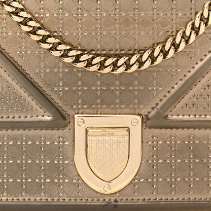 Christian Dior Metallic Patent Micro-Cannage Diorama Wallet on Chain Pouch Gold 7 of 10