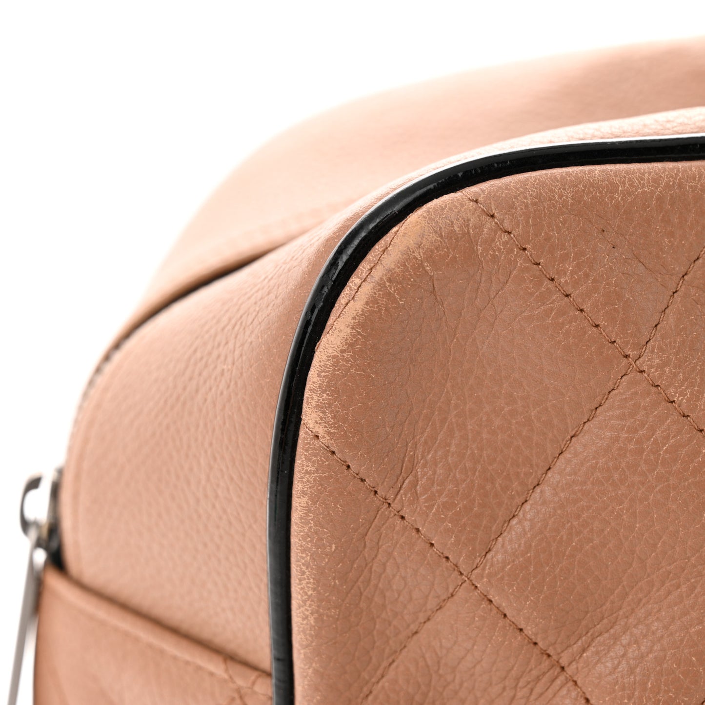 Calfskin Quilted Large Bowler Beige Black