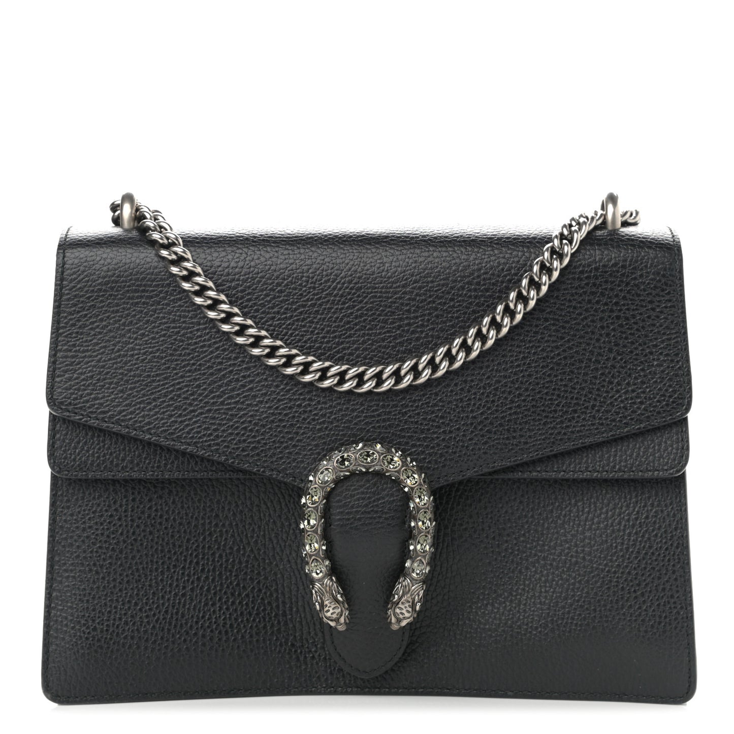 Dollar Calfskin Crystal Medium Dionysus Shoulder Bag Black Black Diamond