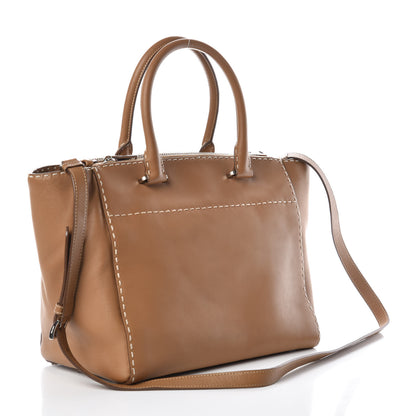 Prada City Calf Small Hand Stitched Galleria Double Zip Tote Caramel 3 of 15