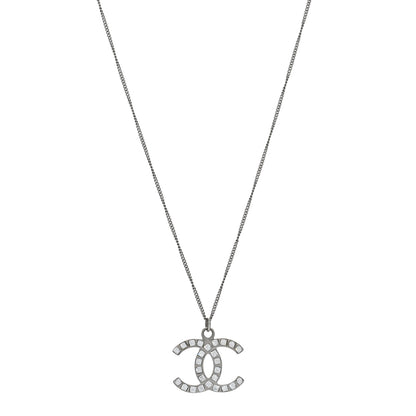 Chanel Baguette Crystal CC Necklace Silver 1 of 4