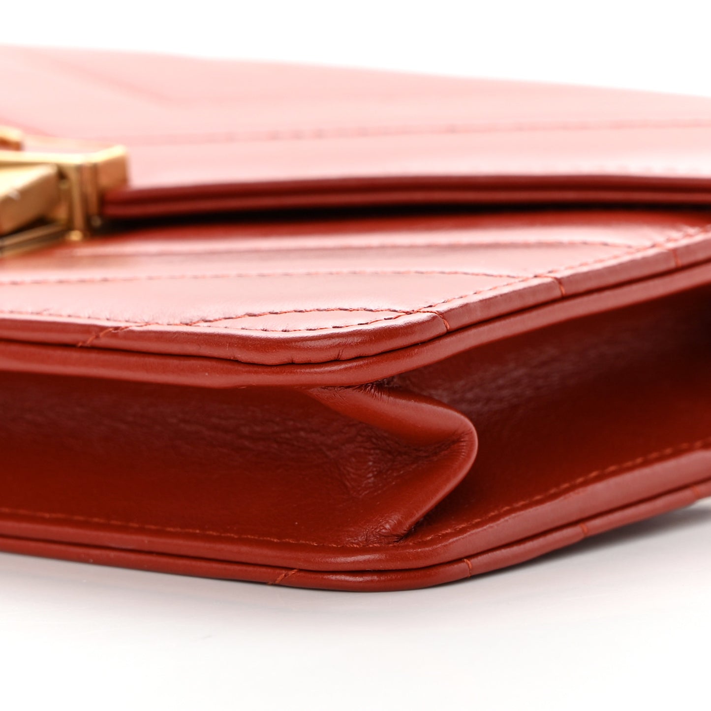 Calfskin Chevron Quilted Medal Wallet On Chain WOC Red