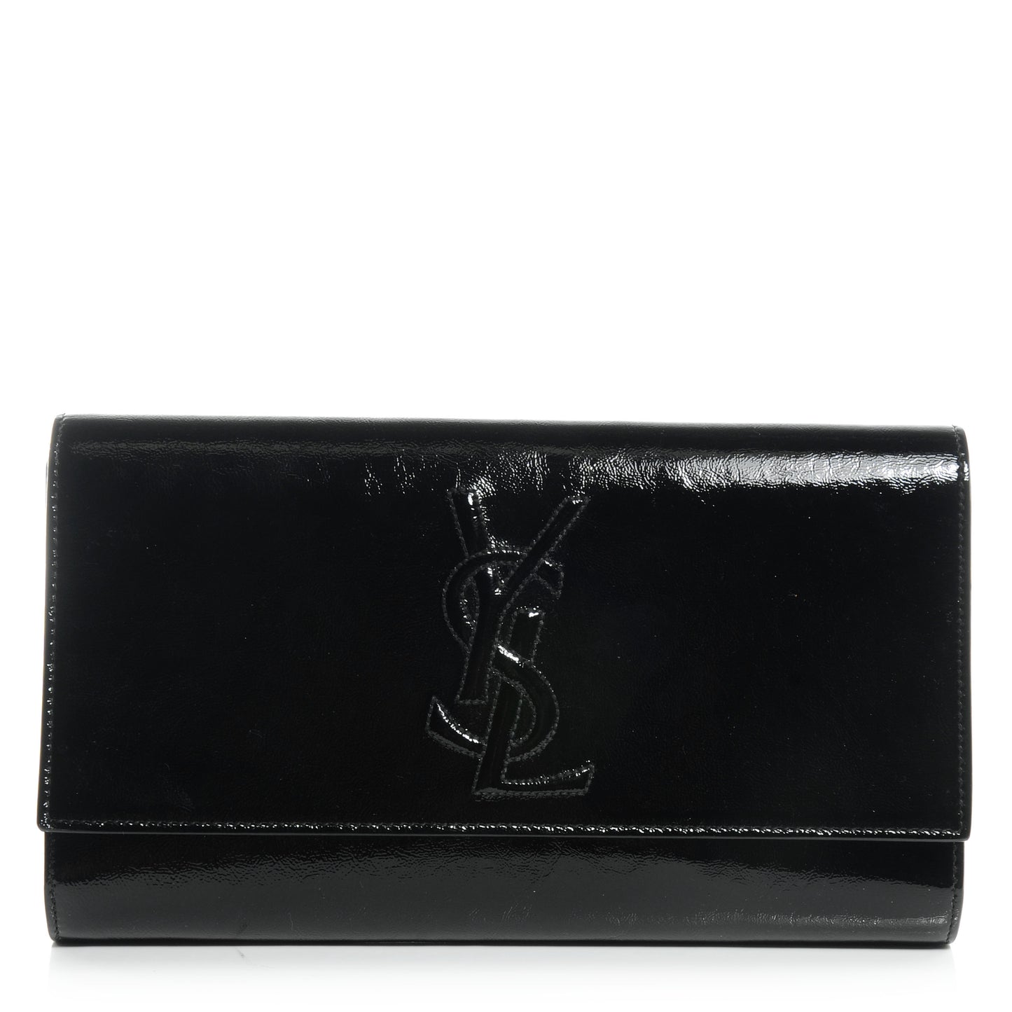 Textured Patent Monogram Large Belle De Jour Clutch Black