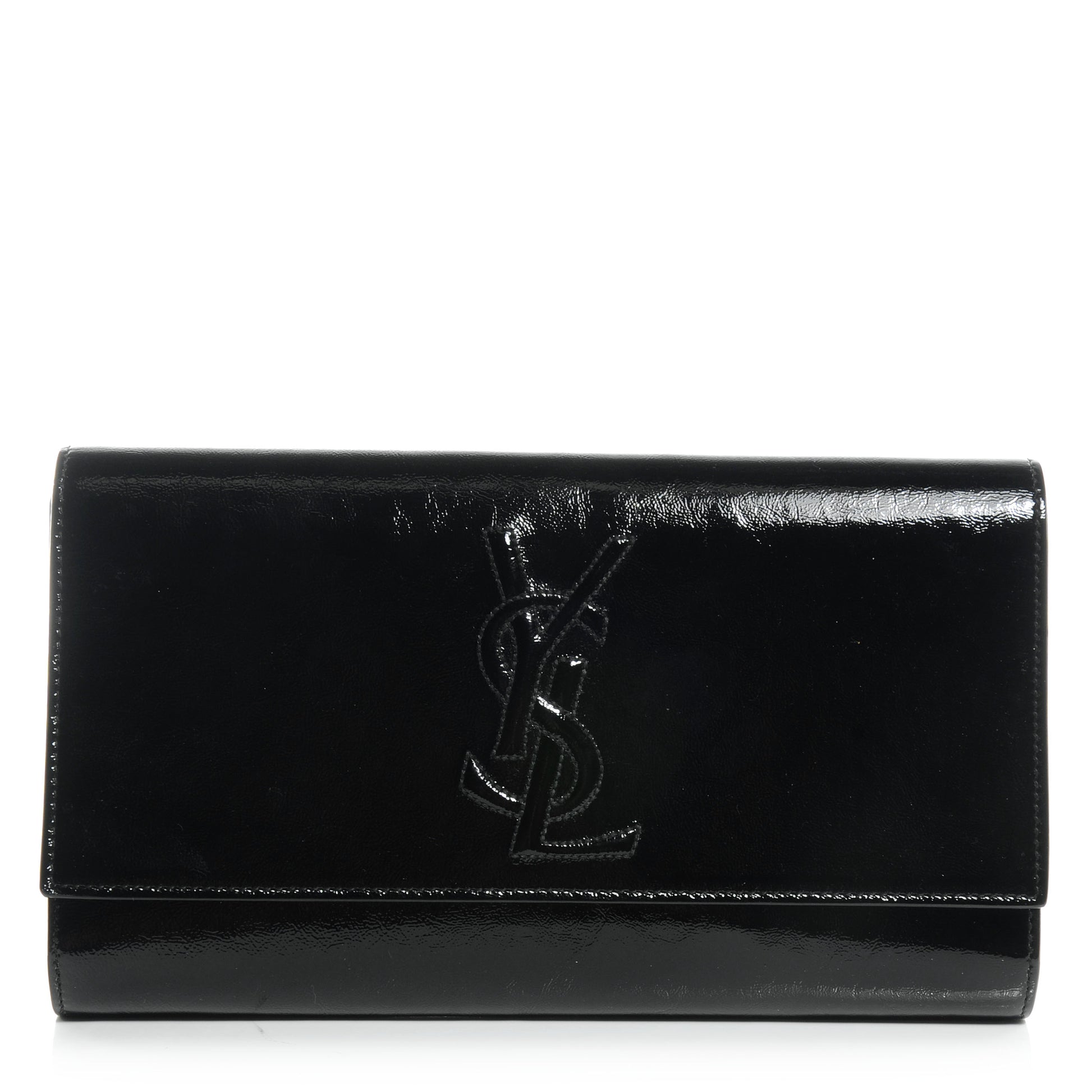 Saint Laurent Textured Patent Monogram Large Belle De Jour Clutch Black 1 of 7