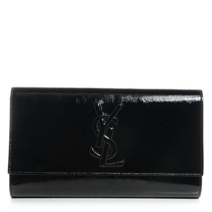Saint Laurent Textured Patent Monogram Large Belle De Jour Clutch Black 1 of 7