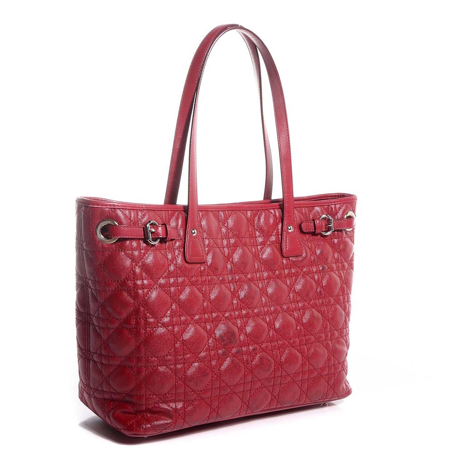 Coated Canvas Cannage Small Panarea Tote Red