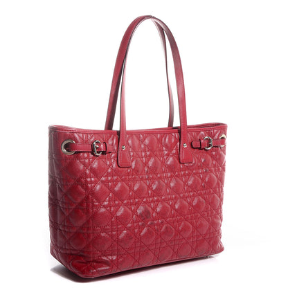 Christian Dior Coated Canvas Cannage Small Panarea Tote Red 3 of 7