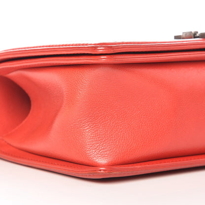 Chanel Calfskin Quilted Double Stitch Medium Boy Flap Red 11 of 12