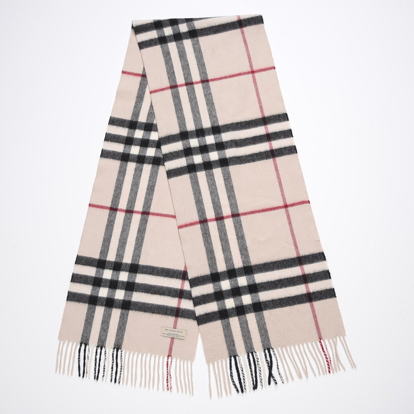 Cashmere Check Fringe Scarf Stone