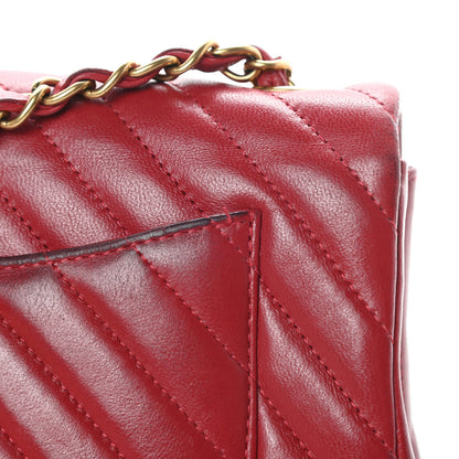 Chanel Lambskin Chevron Quilted Mini Rectangular Flap Red 19 of 20