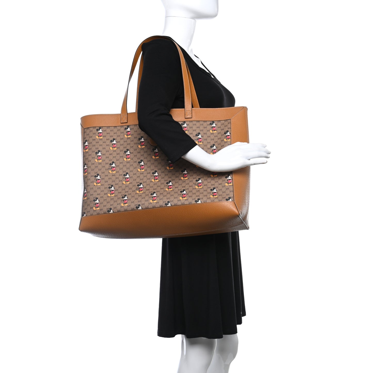 X DISNEY Mini Vintage GG Supreme Monogram Mickey Mouse Large Shopping Tote Beige Vintage Sun Oil