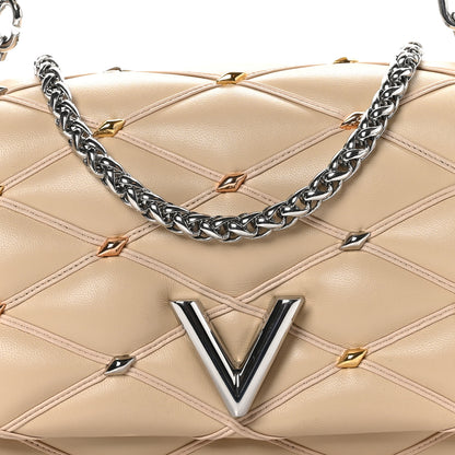 Louis Vuitton Lambskin Studded Malletage Top Handle GO-14 MM Beige 8 of 10