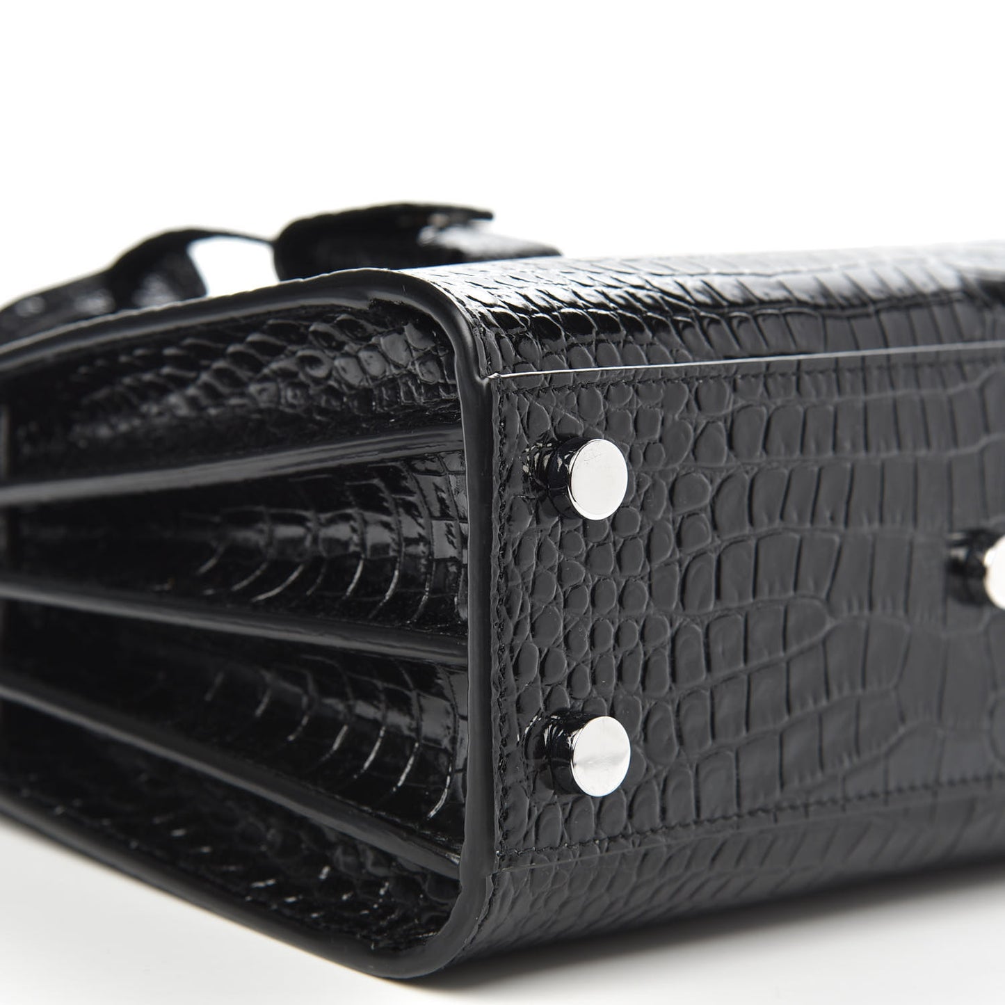 Calfskin Crocodile Embossed Nano Sac De Jour Black