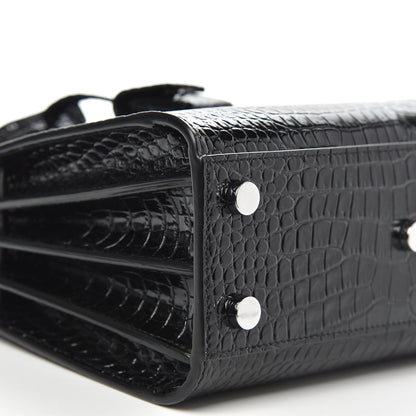 Saint Laurent Calfskin Crocodile Embossed Nano Sac De Jour Black 8 of 10
