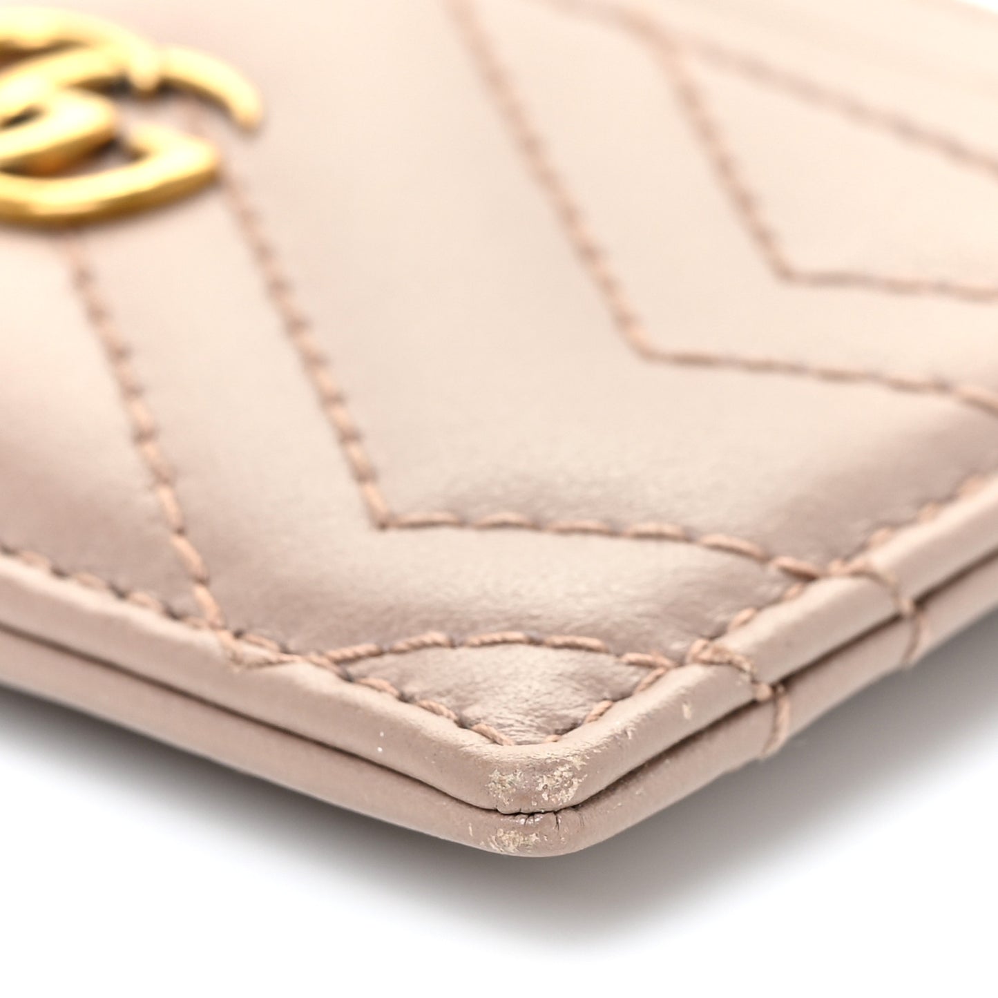 Calfskin Matelasse GG Marmont Card Holder Porcelain Rose