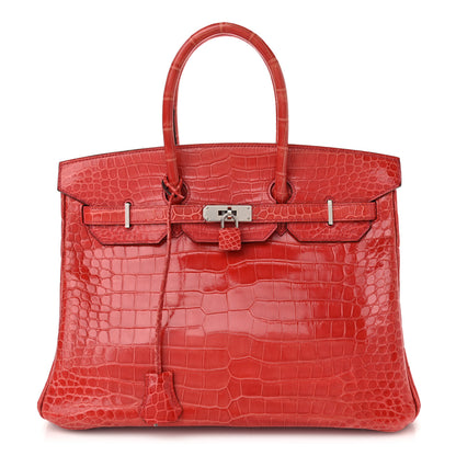 Hermes Shiny Porosus Crocodile Birkin 35 Bougainvillea 1 of 23
