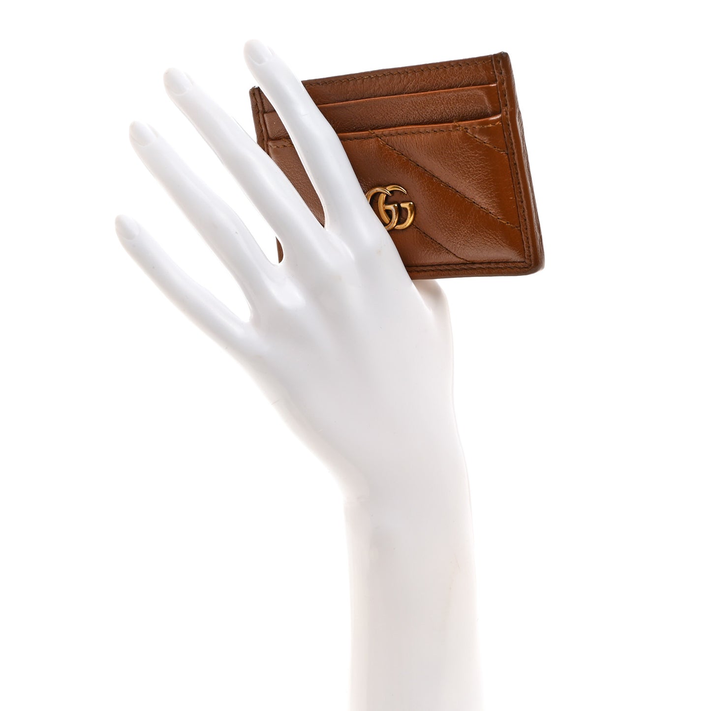 Azalea Calfskin Matelasse Diagonal GG Marmont Card Holder Cuir