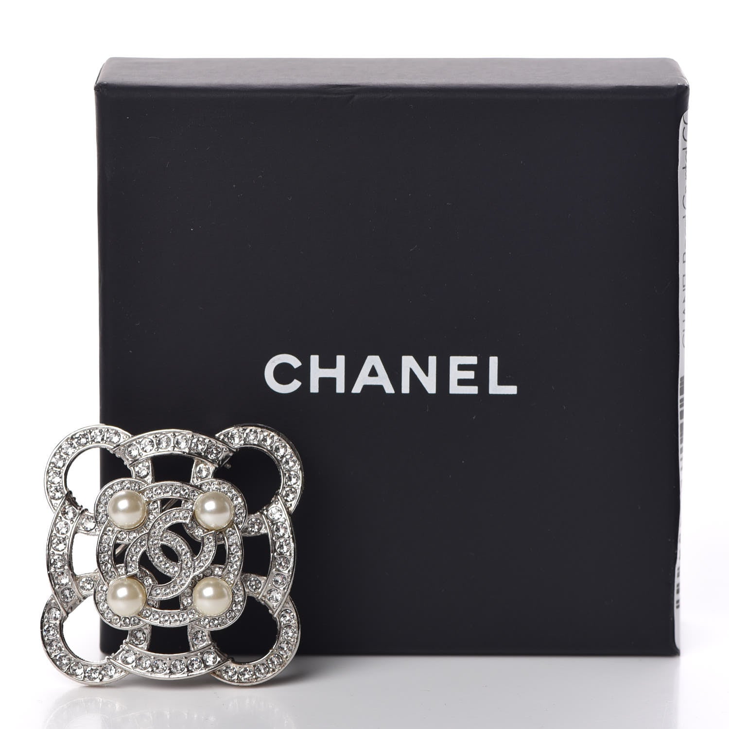 Chanel Pearl Crystal CC Brooch Silver 5 of 5